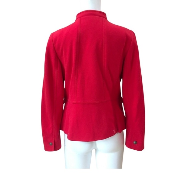 Talbots Red Jacket Military Style Cotton Blend Crest Buttons Twill size 6P - Picture 3 of 6